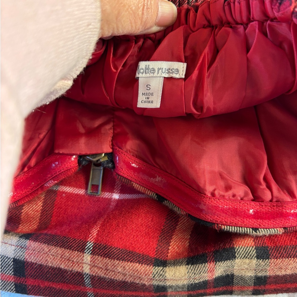 Charlotte Russe Red Plaid Strapless Dress Small Cottagecore Academia Preppy - Picture 7 of 10